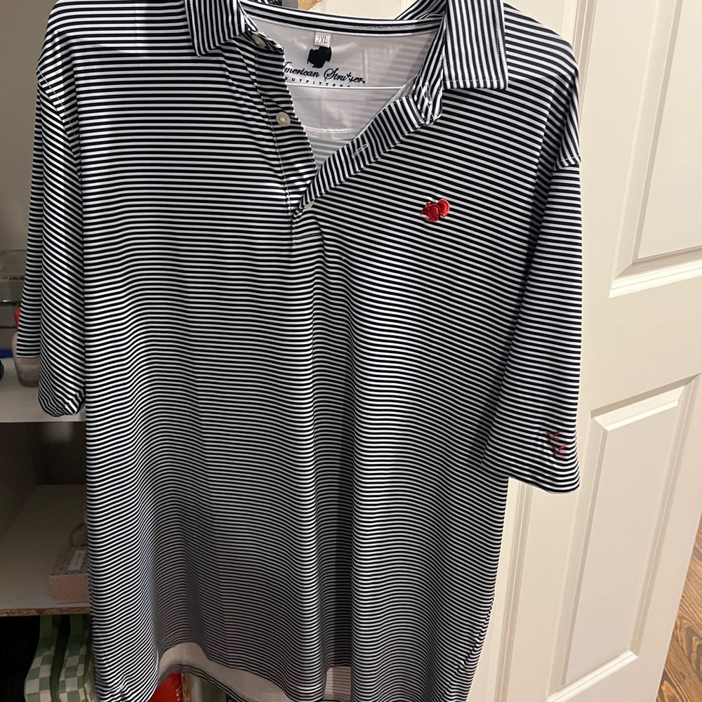 Classic Black and White Striped Polo Shirt